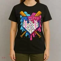 Baseball Ice Cream Drip Baseball T-Shirt thumb 4