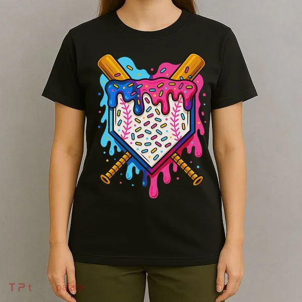 Baseball Ice Cream Drip Baseball T-Shirt