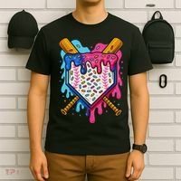 Baseball Ice Cream Drip Baseball T-Shirt thumb 6