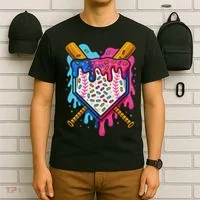 Baseball Ice Cream Drip Baseball T-Shirt thumb 6
