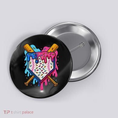 Baseball Ice Cream Drip Baseball Button