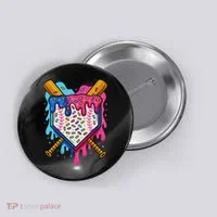 Baseball Ice Cream Drip Baseball Button thumb 0