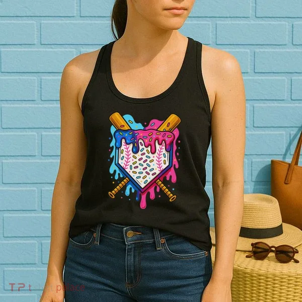 Baseball Ice Cream Drip Baseball Women's Tank Top