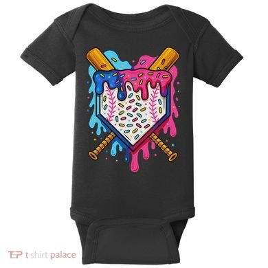 Baseball Ice Cream Drip Baseball Baby Bodysuit