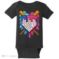 Baseball Ice Cream Drip Baseball Baby Bodysuit thumb 0