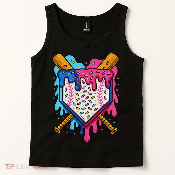 Baseball Ice Cream Drip Baseball Tank Top