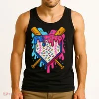 Baseball Ice Cream Drip Baseball Tank Top thumb 3