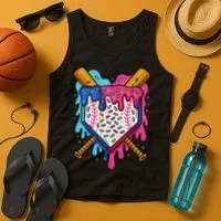 Baseball Ice Cream Drip Baseball Tank Top thumb 4