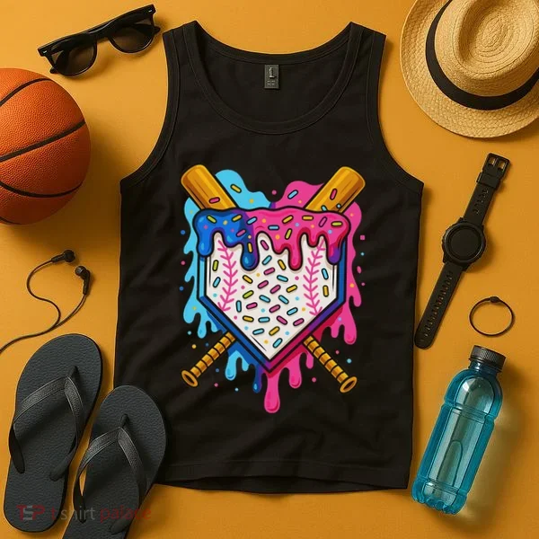 Baseball Ice Cream Drip Baseball Tank Top