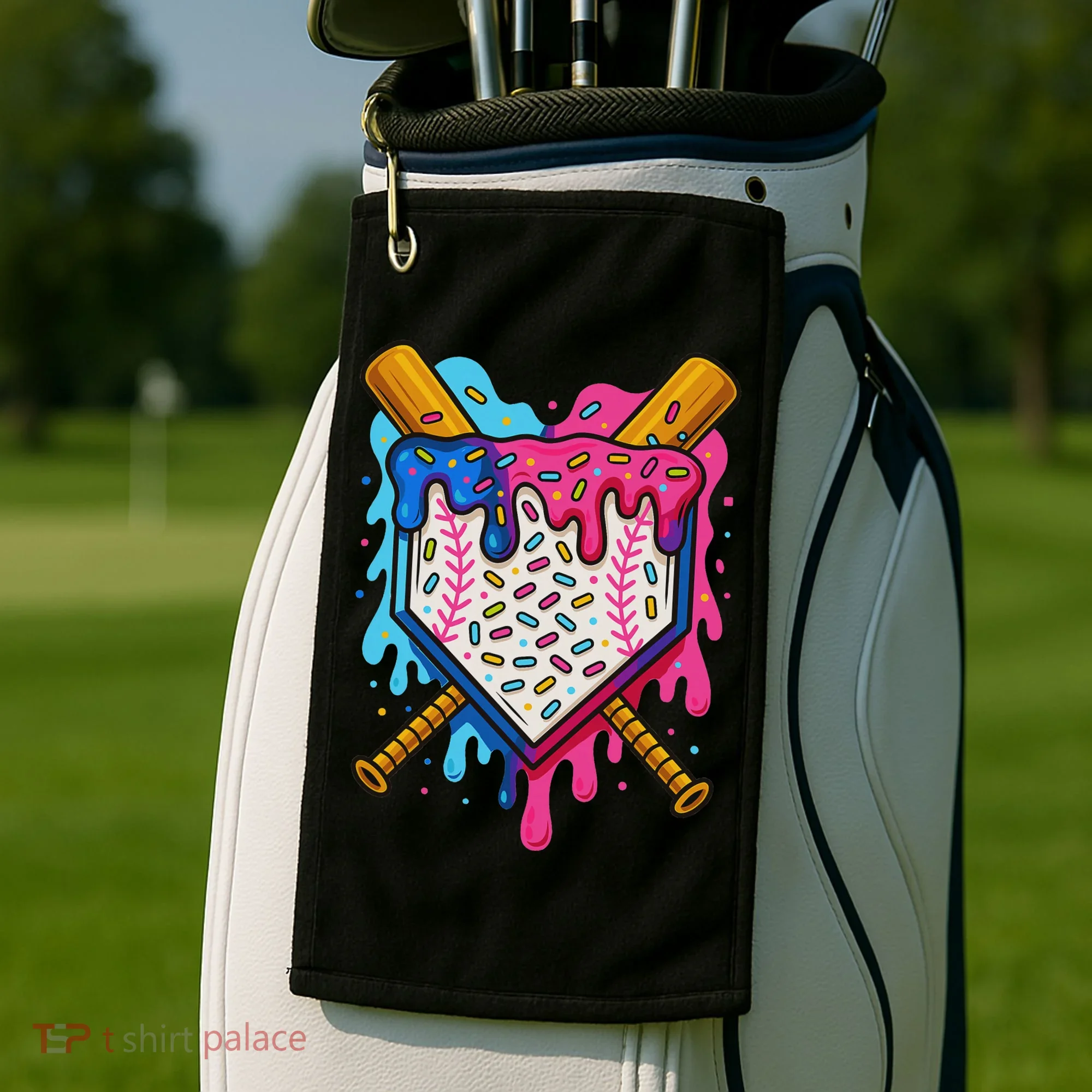Baseball Ice Cream Drip Baseball Golf Towel