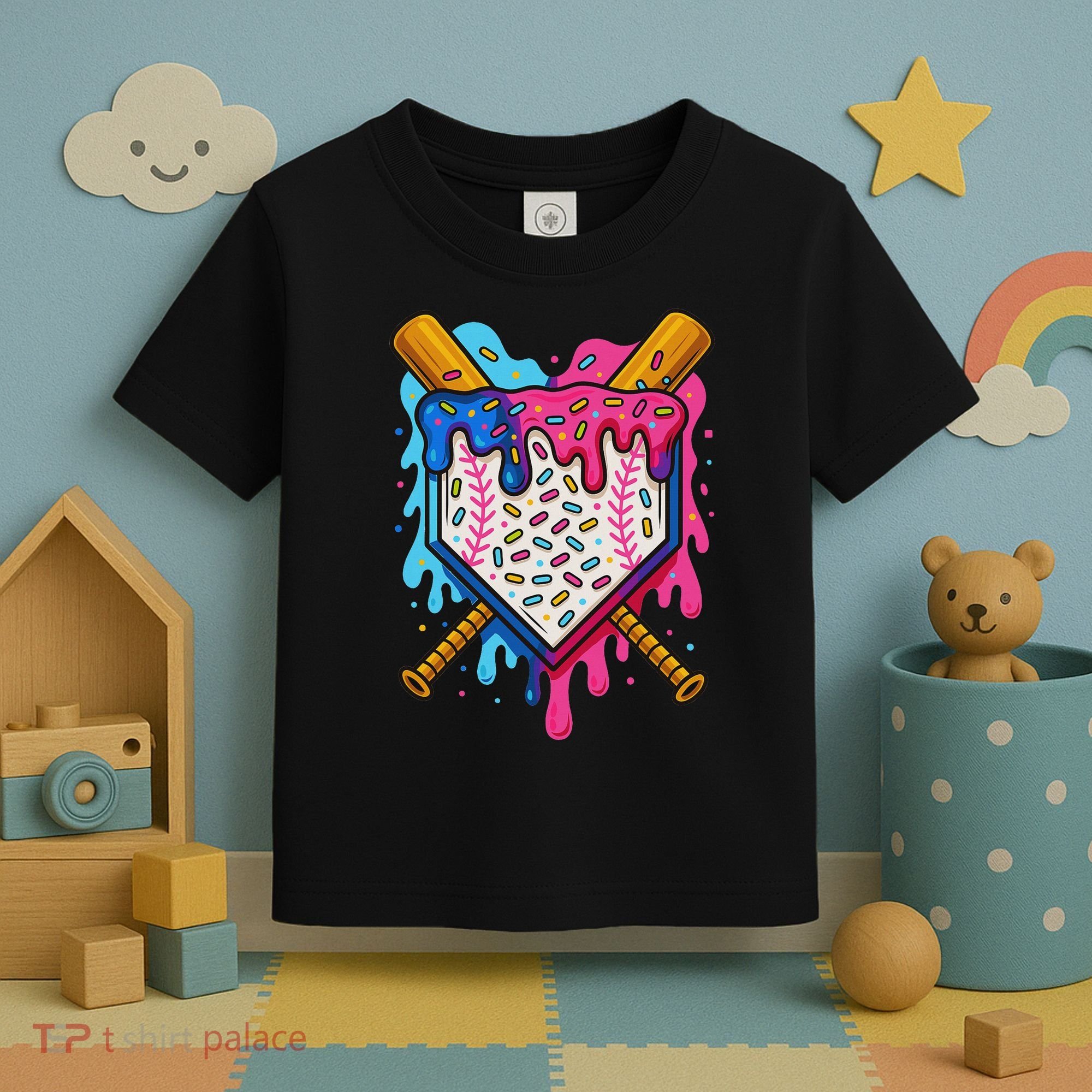 Baseball Ice Cream Drip Baseball Toddler T-Shirt