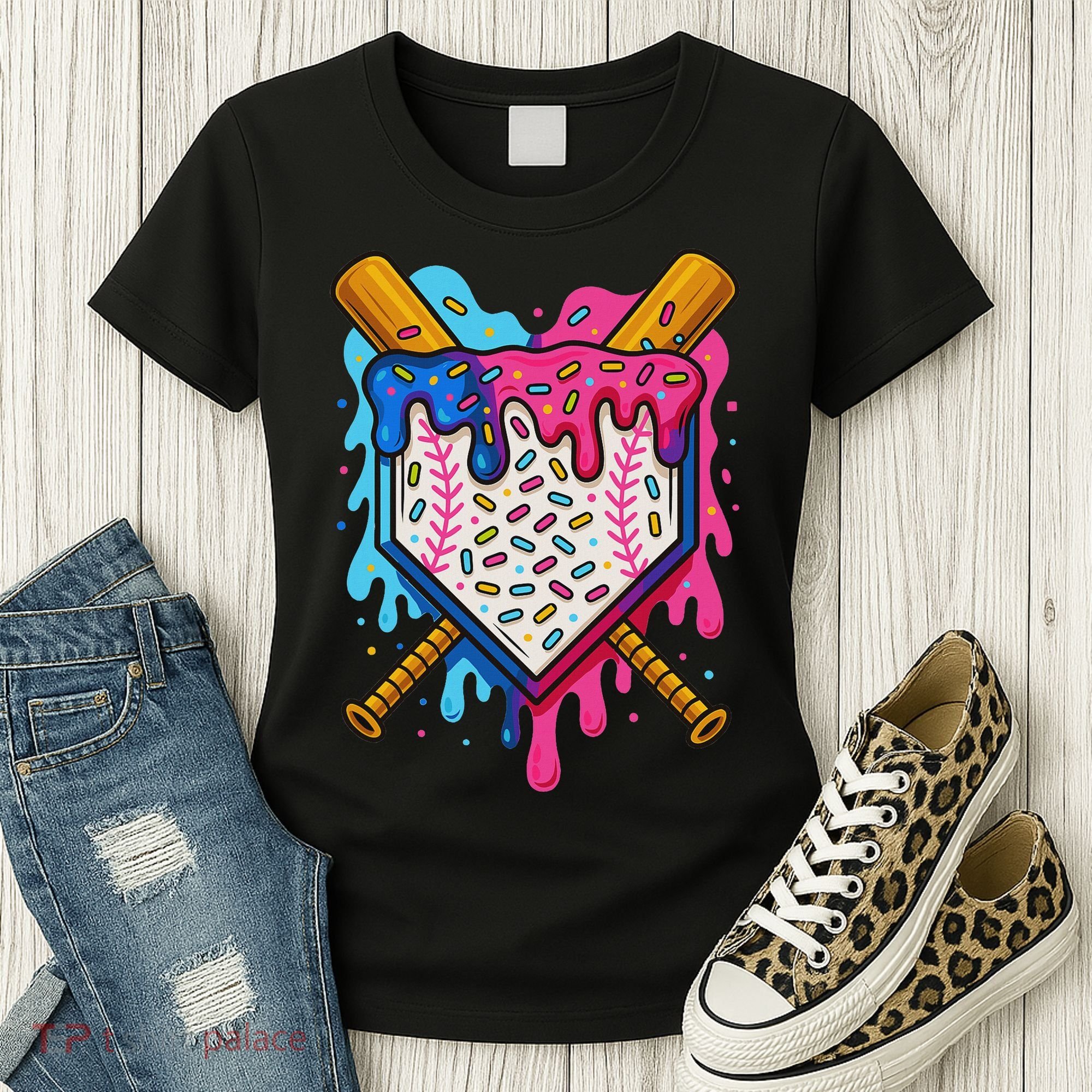 Baseball Ice Cream Drip Baseball Women's T-Shirt