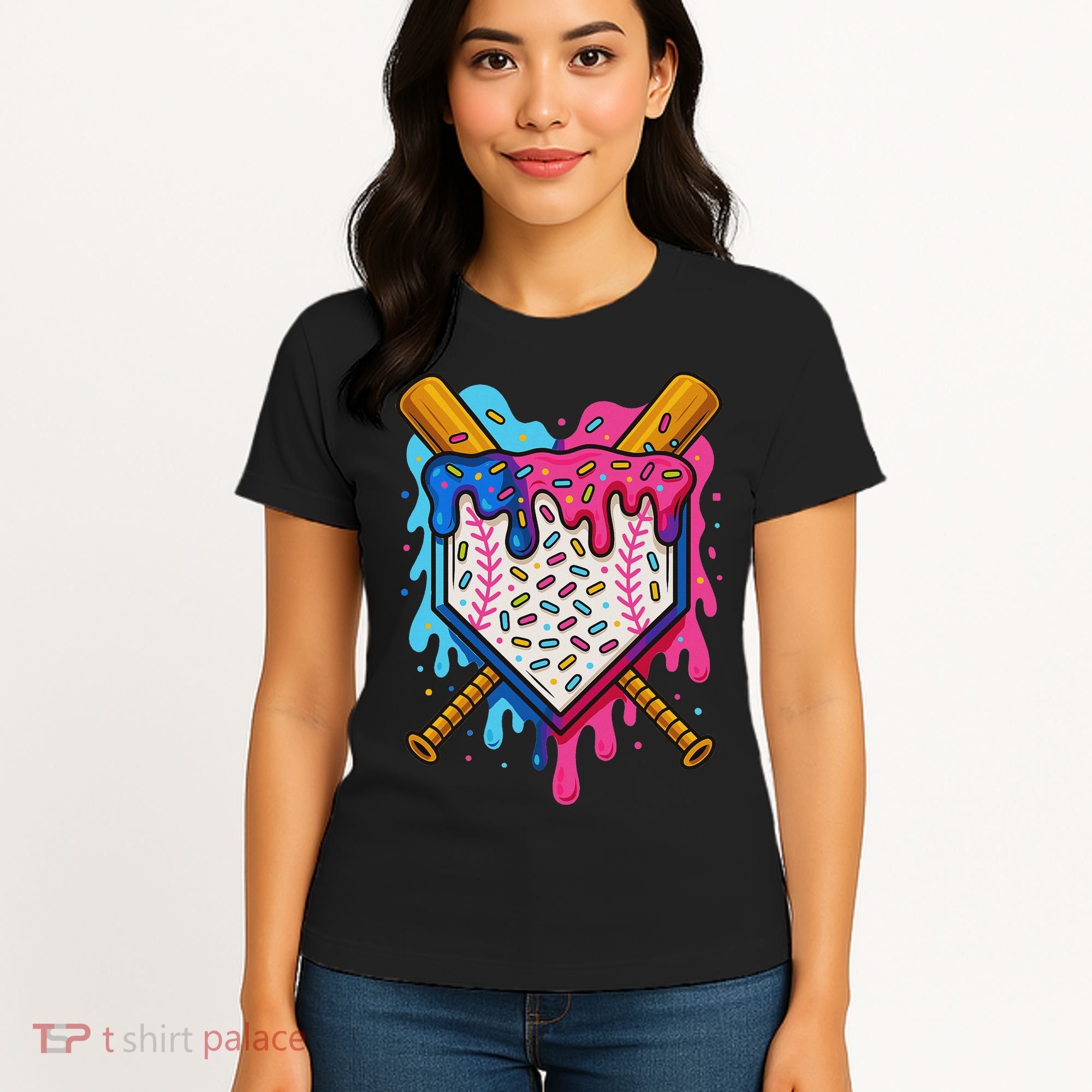 Baseball Ice Cream Drip Baseball Women's T-Shirt