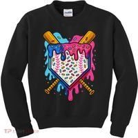 Baseball Ice Cream Drip Baseball Kids Sweatshirt thumb 0