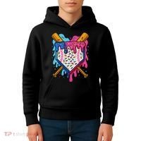 Baseball Ice Cream Drip Baseball Kids Hoodie thumb 4
