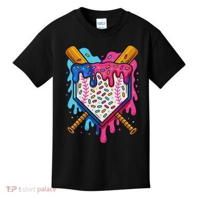 Baseball Ice Cream Drip Baseball Kids T-Shirt
