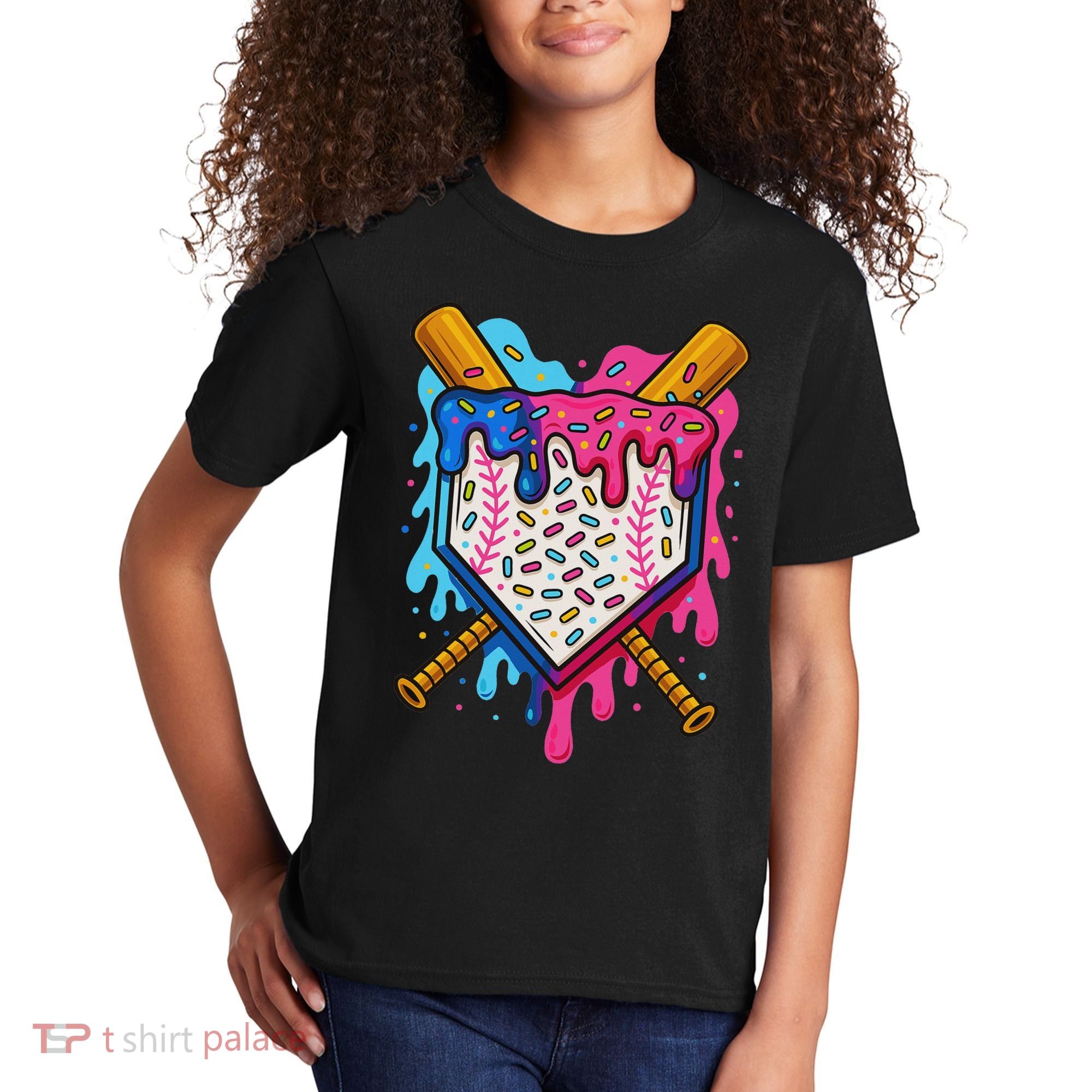 Baseball Ice Cream Drip Baseball Kids T-Shirt