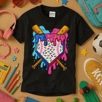 Baseball Ice Cream Drip Baseball Kids T-Shirt thumb 3