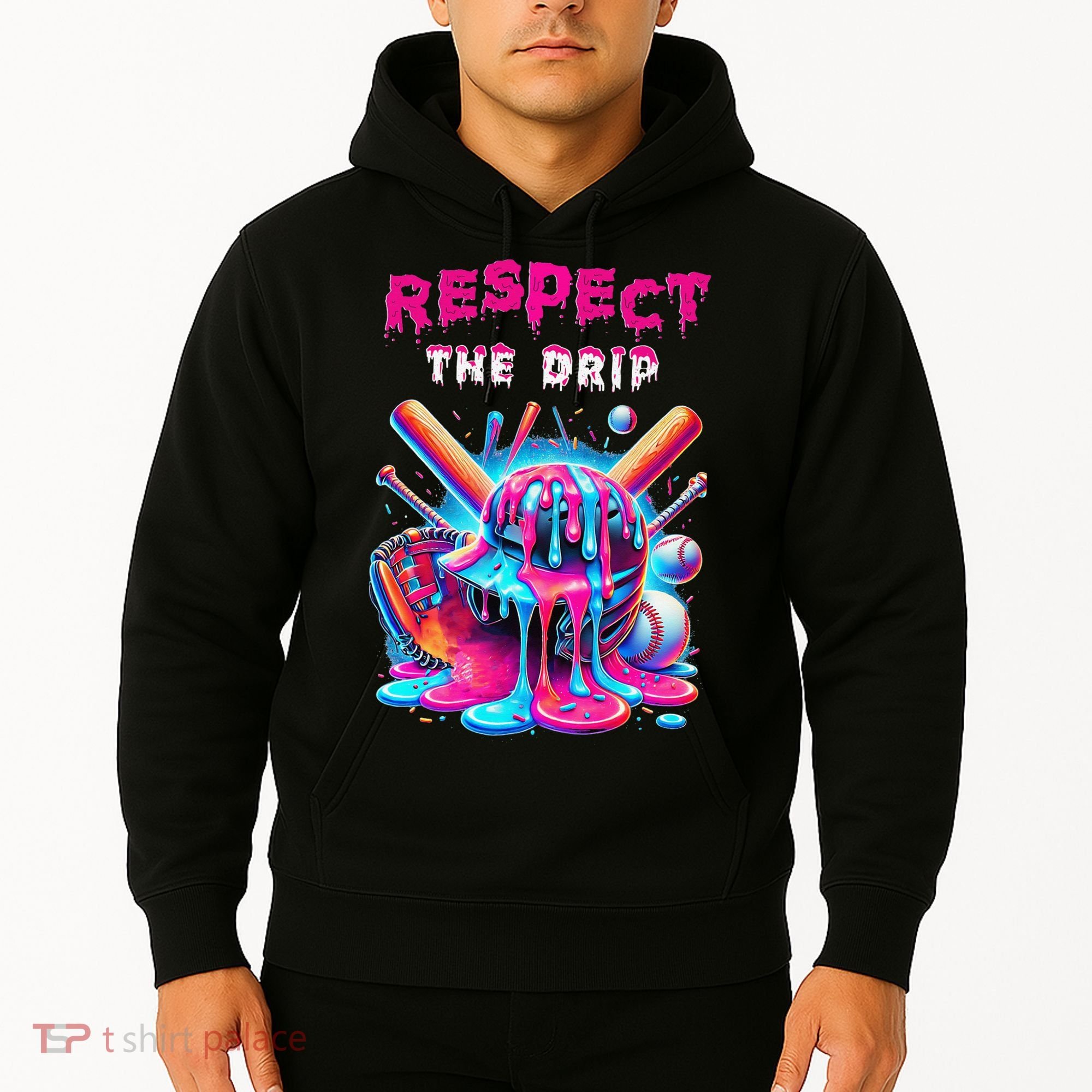 Baseball Ice Cream Drip Respect The Drip Gift Hoodie