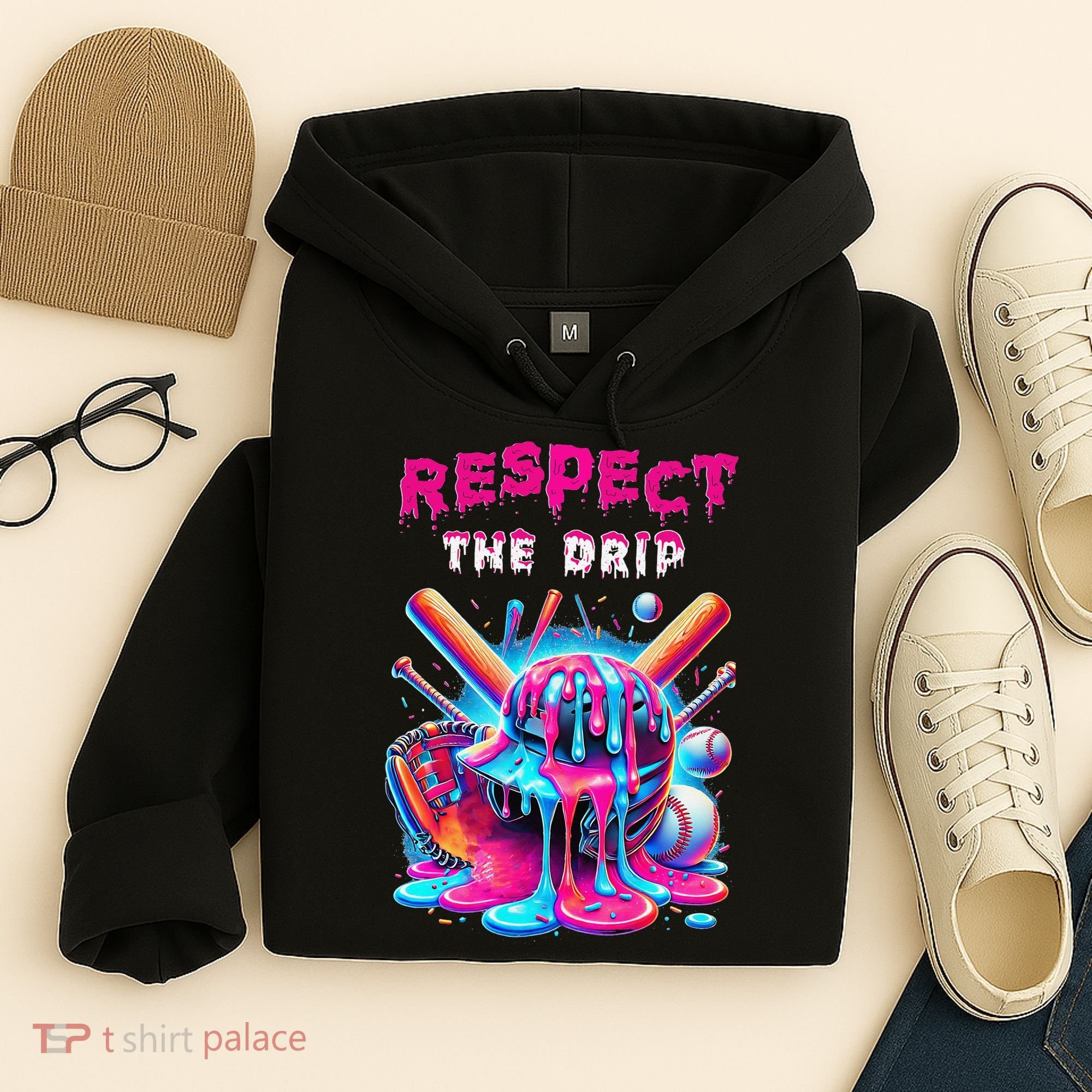 Baseball Ice Cream Drip Respect The Drip Gift Hoodie