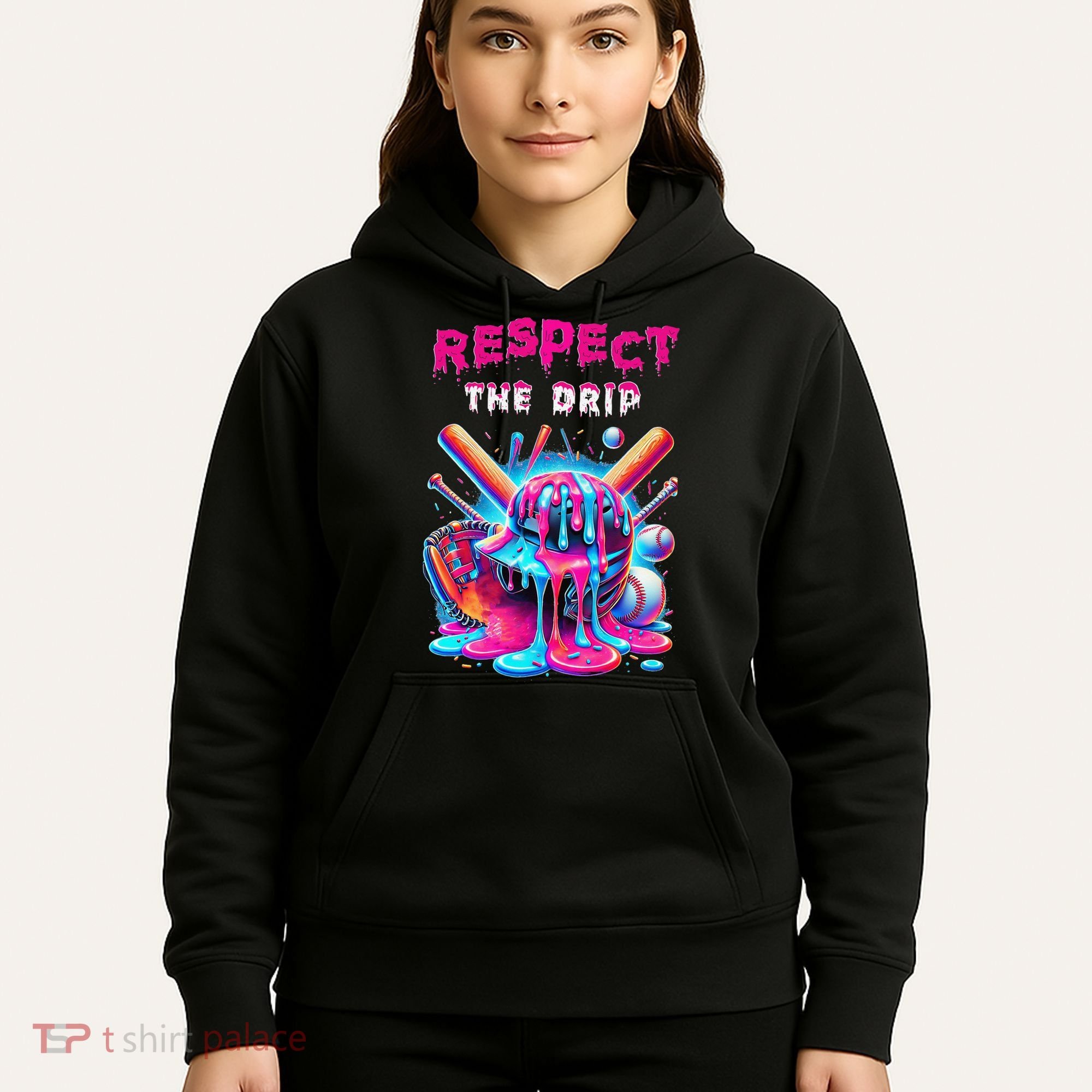 Baseball Ice Cream Drip Respect The Drip Gift Hoodie