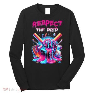Baseball Ice Cream Drip Respect The Drip Gift Long Sleeve Shirt