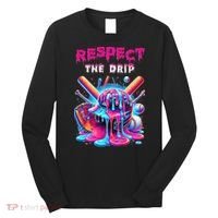 Baseball Ice Cream Drip Respect The Drip Gift Long Sleeve Shirt thumb 0