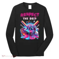 Baseball Ice Cream Drip Respect The Drip Gift Long Sleeve Shirt thumb 0