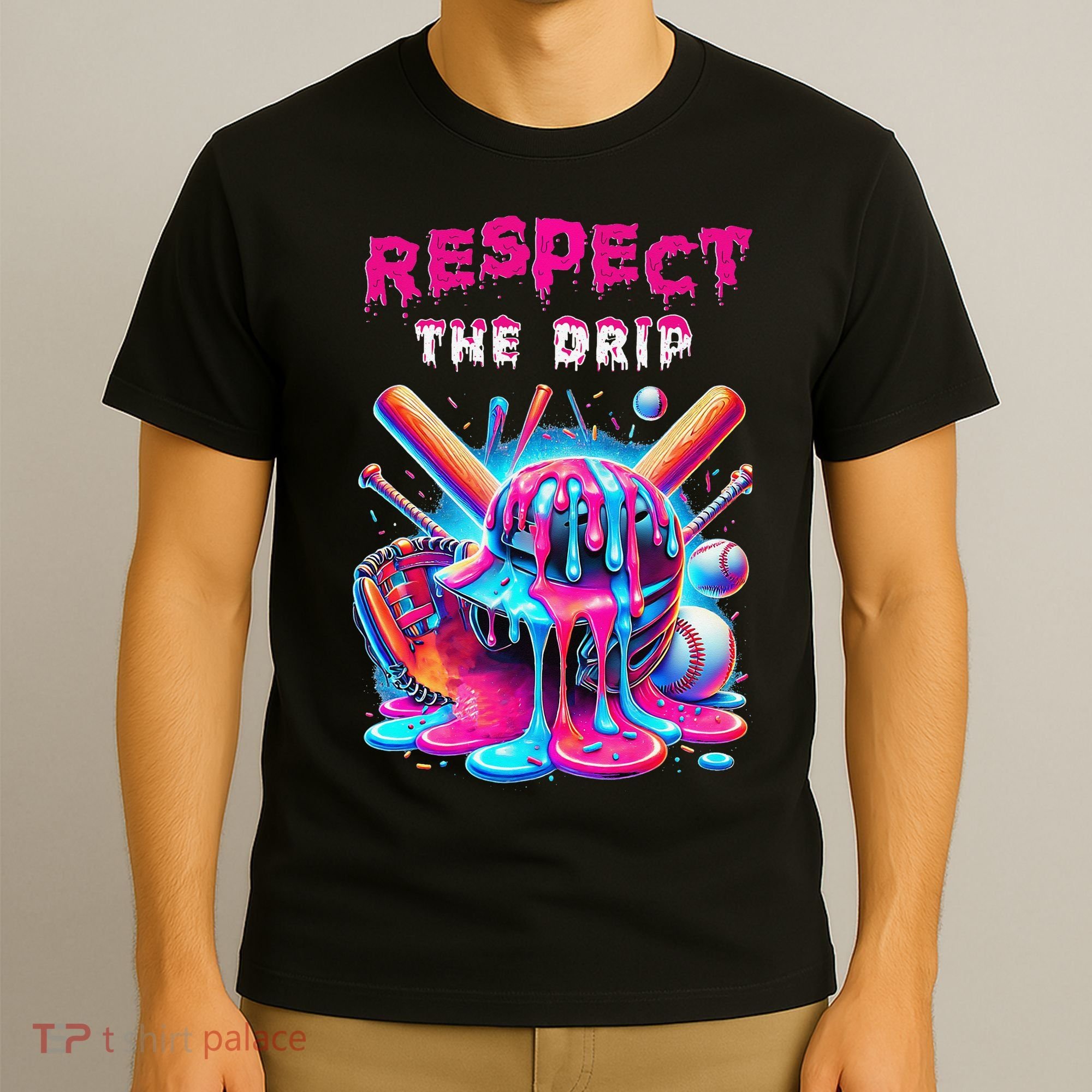 Baseball Ice Cream Drip Respect The Drip Gift T-Shirt
