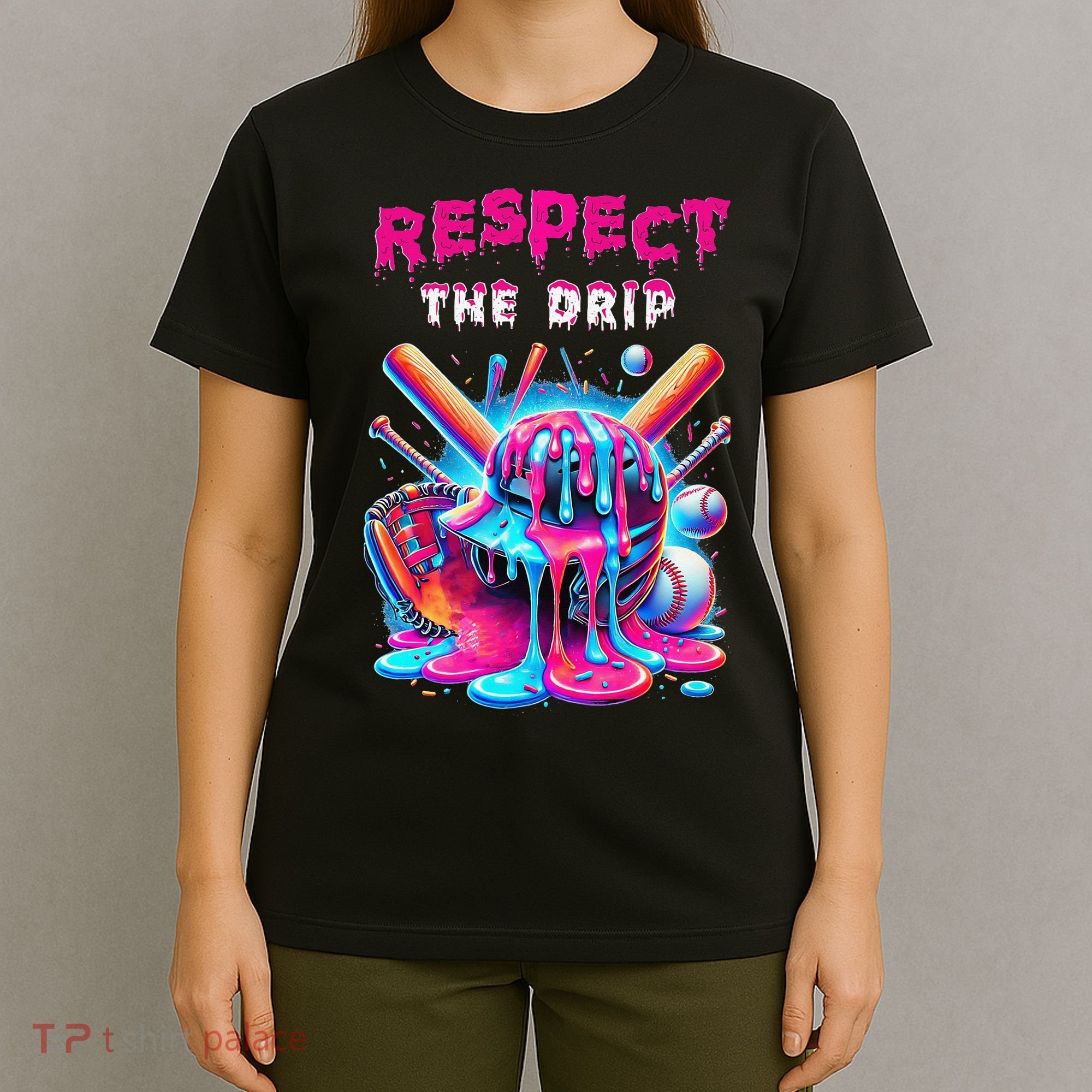 Baseball Ice Cream Drip Respect The Drip Gift T-Shirt