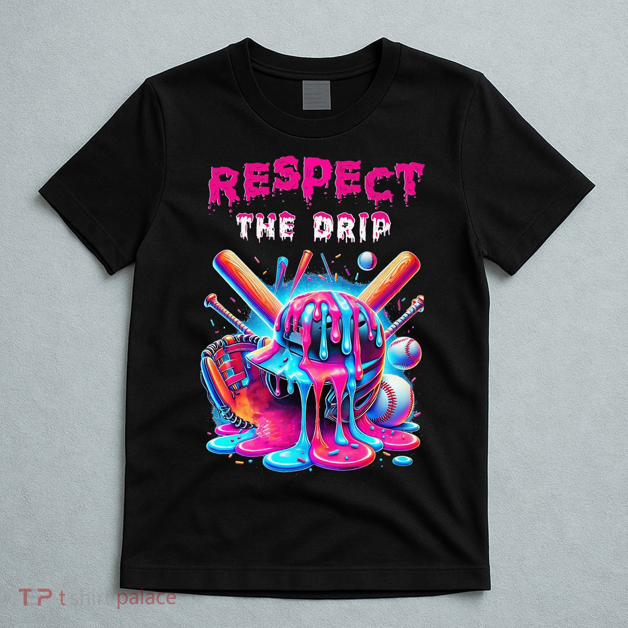 Baseball Ice Cream Drip Respect The Drip Gift T-Shirt