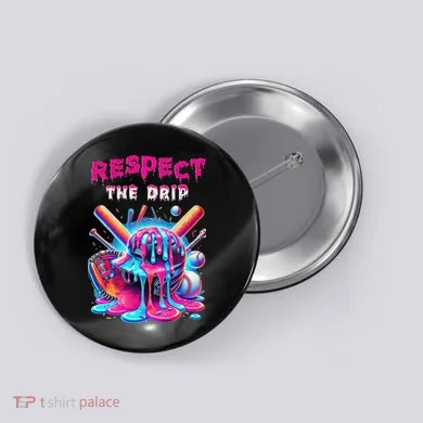 Baseball Ice Cream Drip Respect The Drip Gift Button