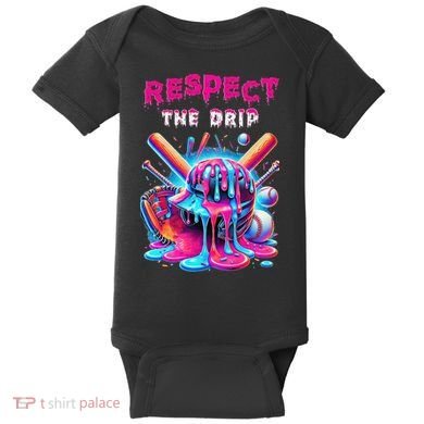 Baseball Ice Cream Drip Respect The Drip Gift Baby Bodysuit