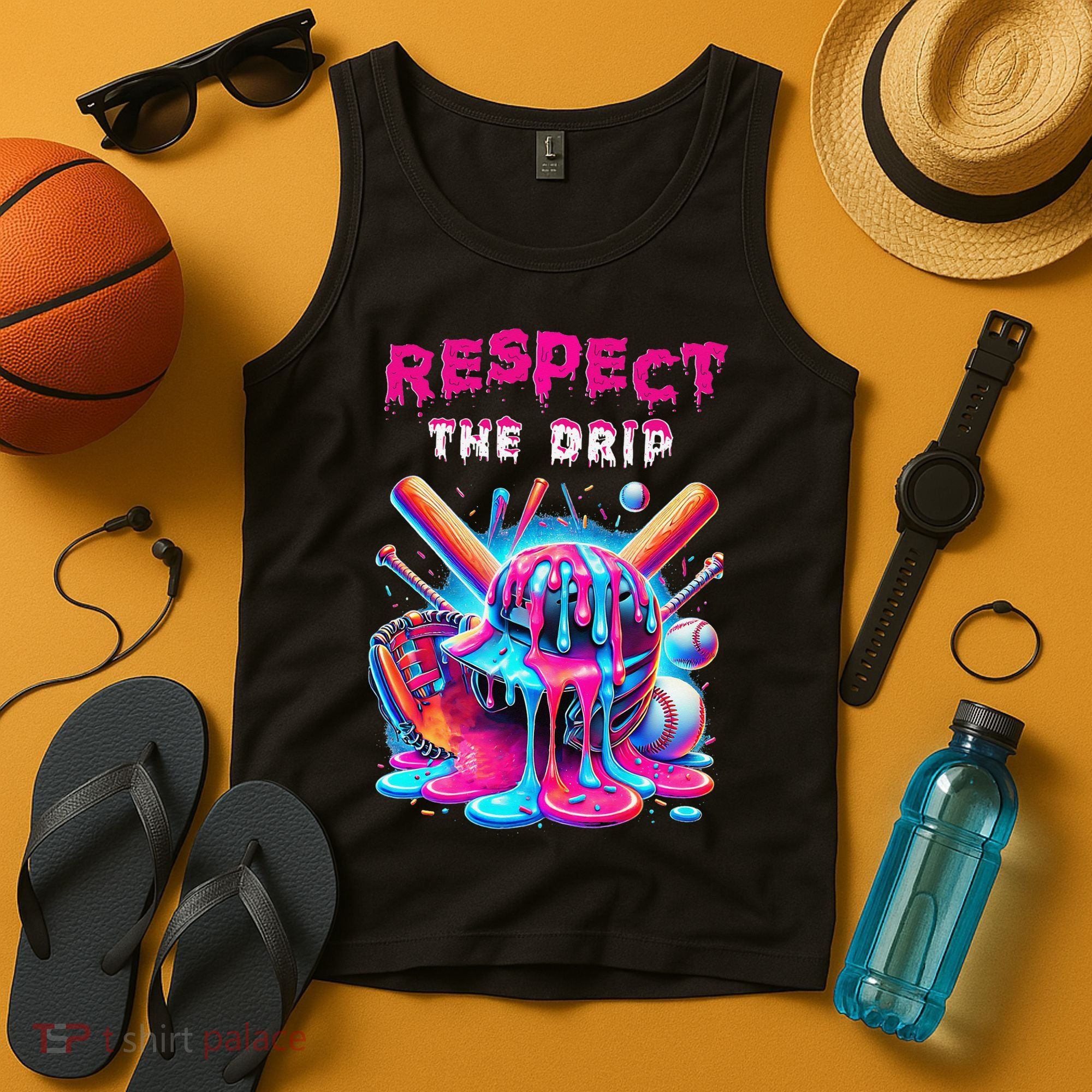 Baseball Ice Cream Drip Respect The Drip Gift Tank Top