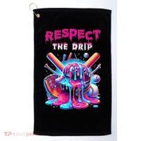 Baseball Ice Cream Drip Respect The Drip Gift Golf Towel thumb 0