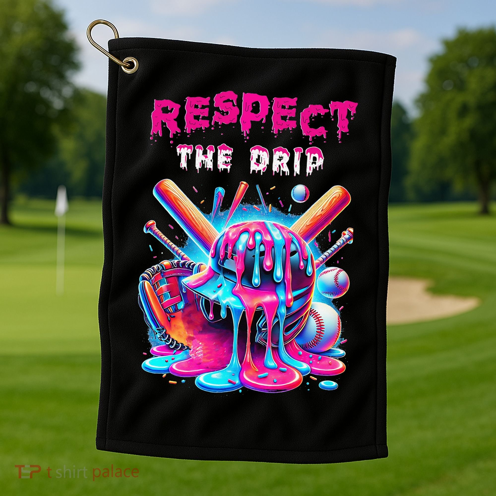 Baseball Ice Cream Drip Respect The Drip Gift Golf Towel