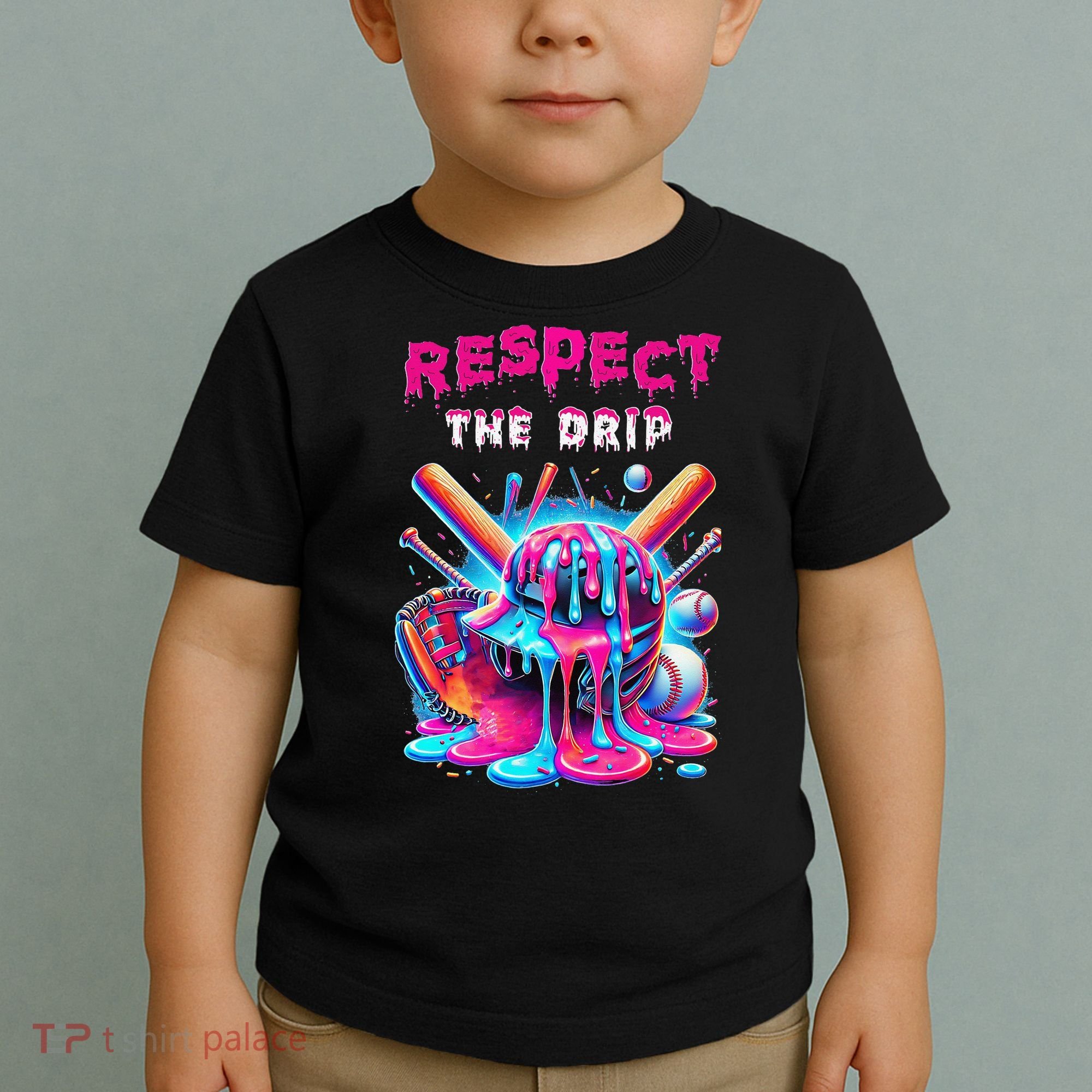 Baseball Ice Cream Drip Respect The Drip Gift Toddler T-Shirt