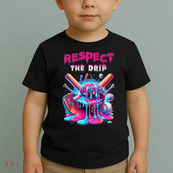 Baseball Ice Cream Drip Respect The Drip Gift Toddler T-Shirt