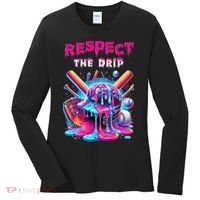 Baseball Ice Cream Drip Respect The Drip Gift Women's Long Sleeve Shirt thumb 0