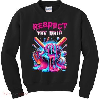 Baseball Ice Cream Drip Respect The Drip Gift Kids Sweatshirt