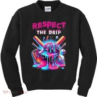 Baseball Ice Cream Drip Respect The Drip Gift Kids Sweatshirt thumb 0