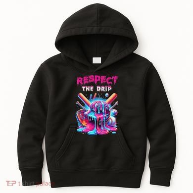 Baseball Ice Cream Drip Respect The Drip Gift Kids Hoodie