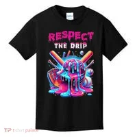 Baseball Ice Cream Drip Respect The Drip Gift Kids T-Shirt thumb 0