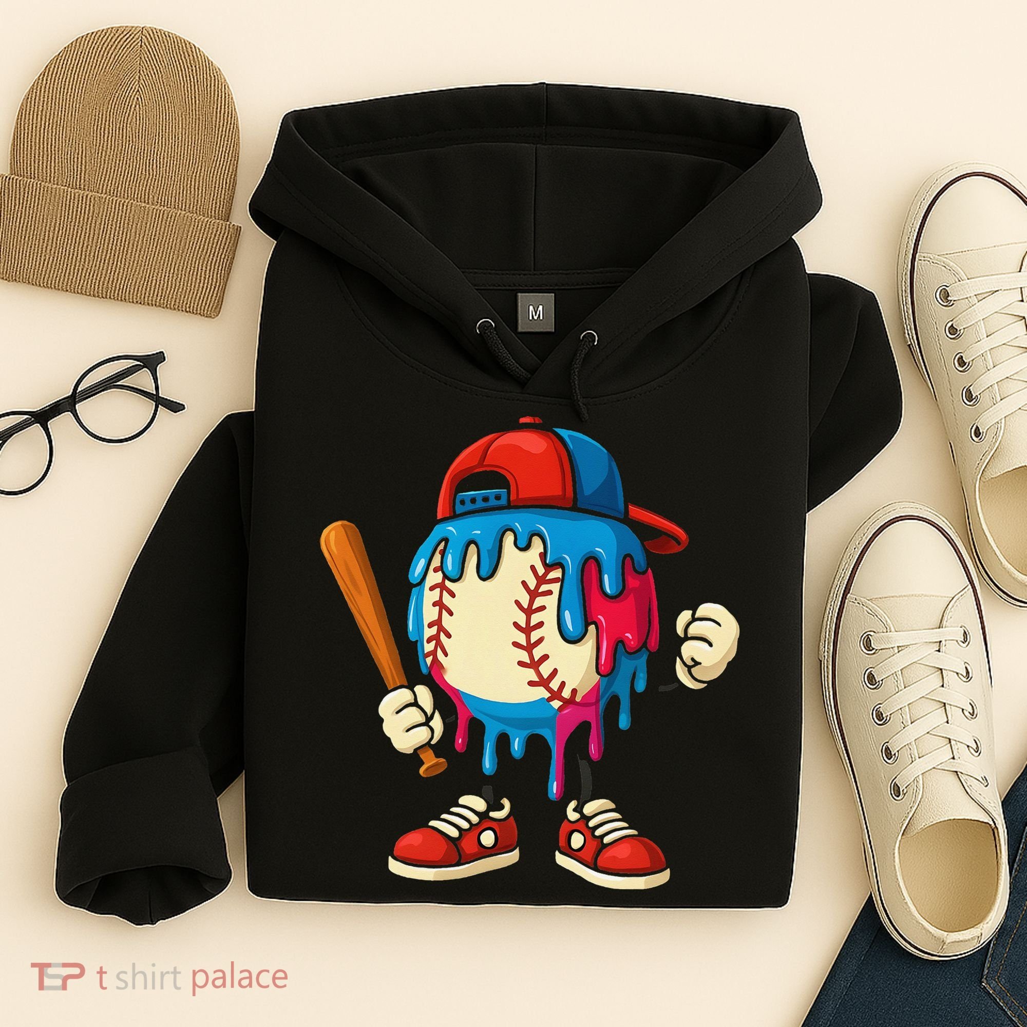 Baseball Ice Cream Drip Sport Game Day Gift Hoodie