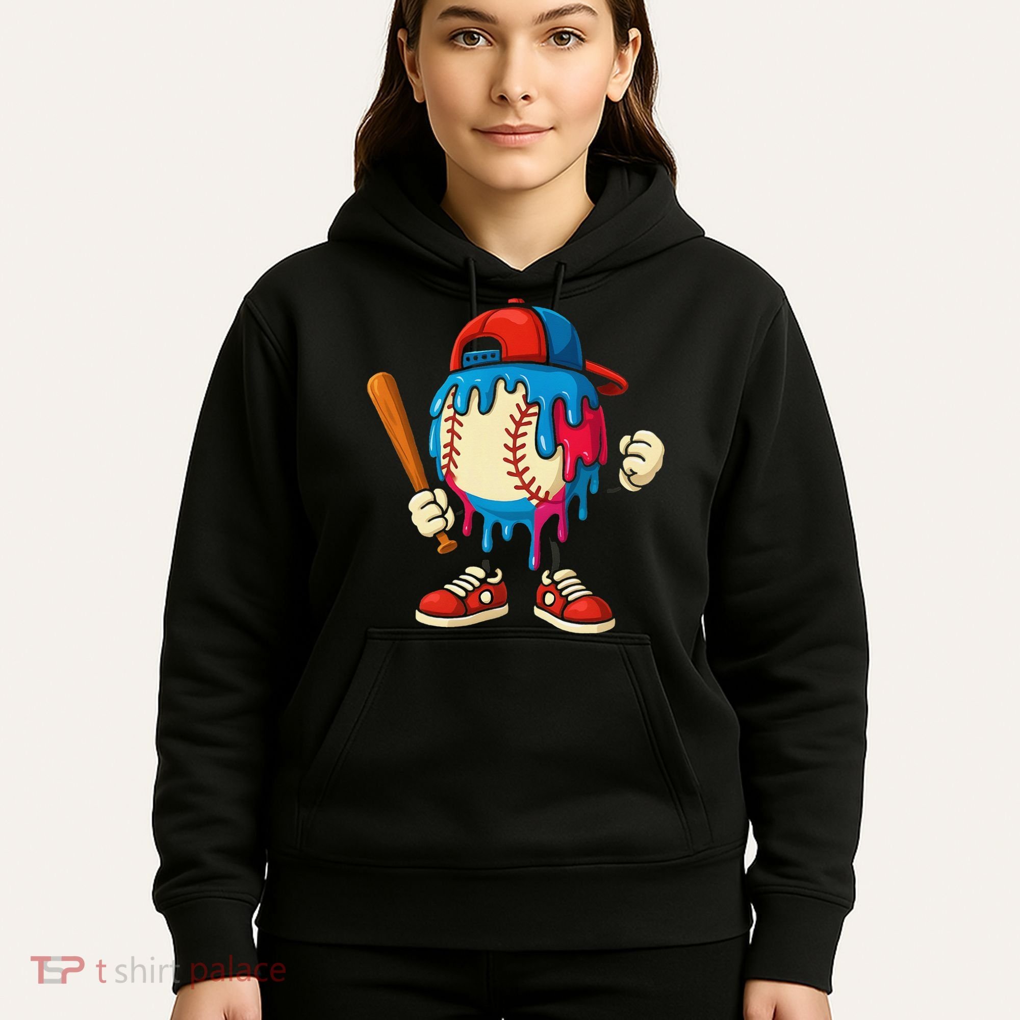 Baseball Ice Cream Drip Sport Game Day Gift Hoodie