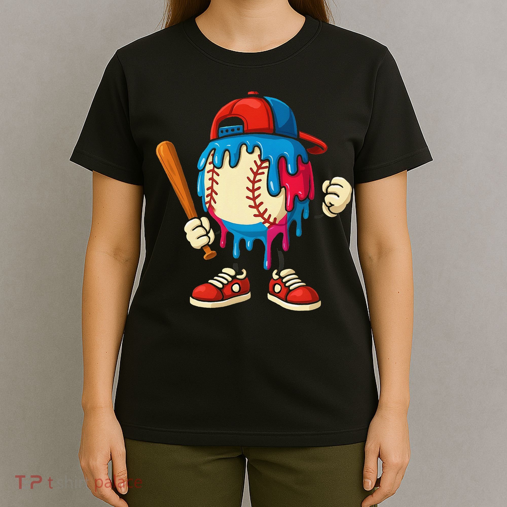Baseball Ice Cream Drip Sport Game Day Gift T-Shirt