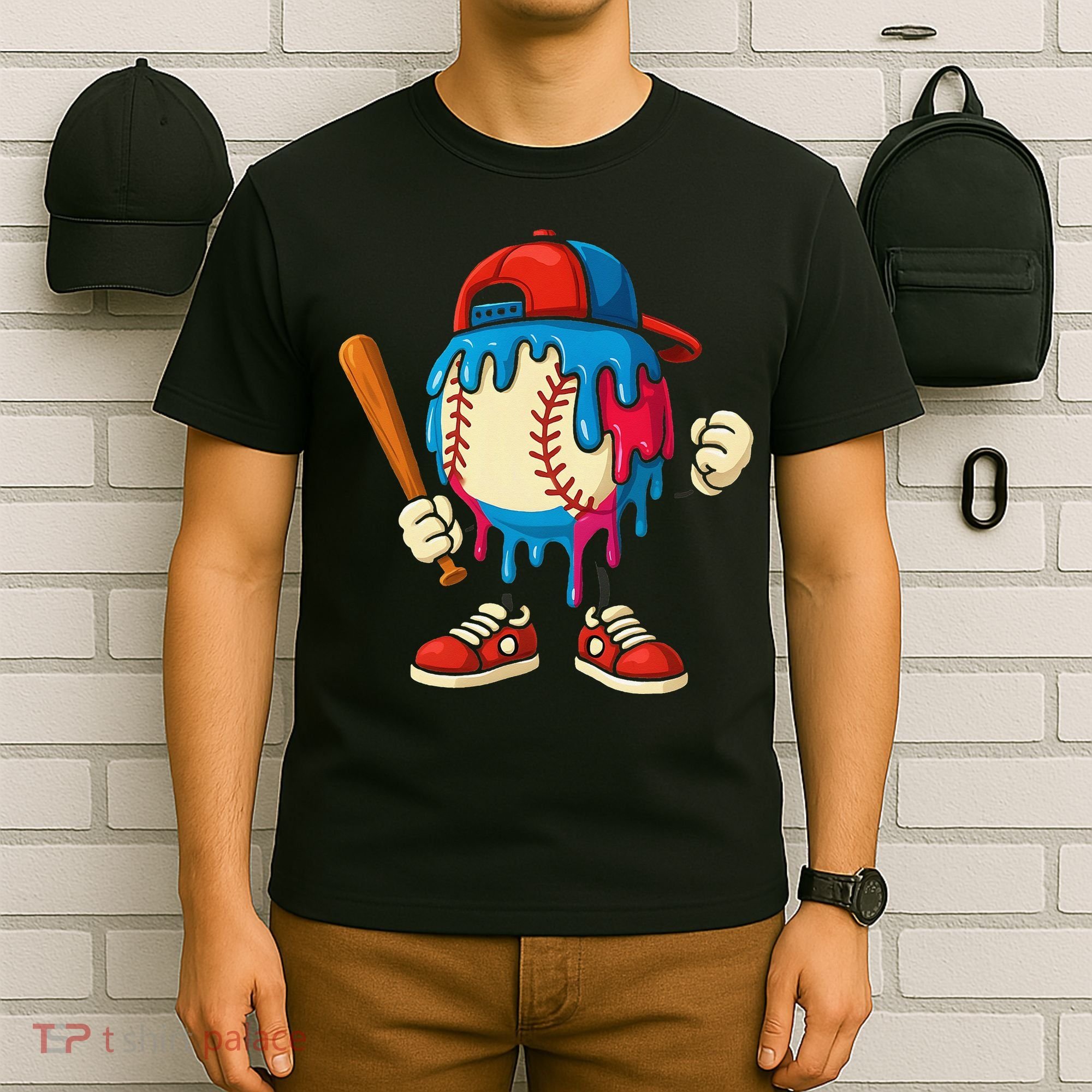 Baseball Ice Cream Drip Sport Game Day Gift T-Shirt