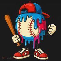 Baseball Ice Cream Drip Sport Game Day Gift T-Shirt thumb 7