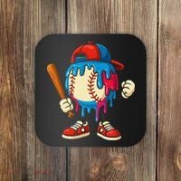 Baseball Ice Cream Drip Sport Game Day Gift Coaster thumb 0