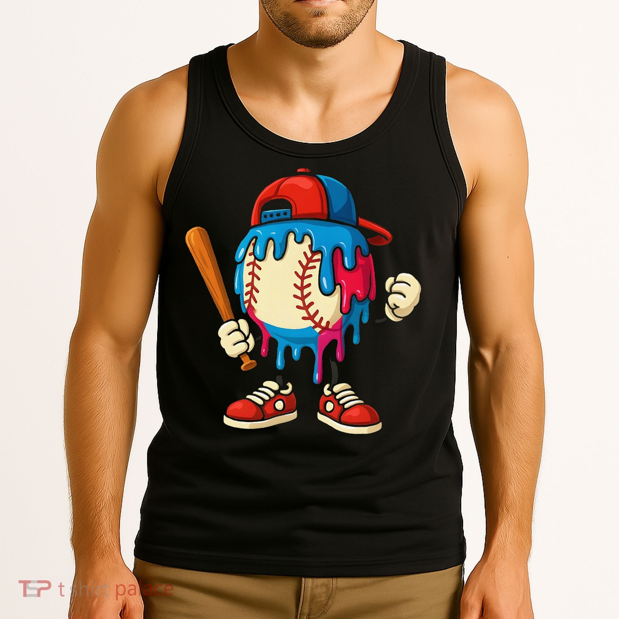 Baseball Ice Cream Drip Sport Game Day Gift Tank Top